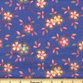 Blue Happy Floral 45" Wide Cotton Fabric Per Yard