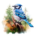 Blue Jay Bird Fabric Panel 10