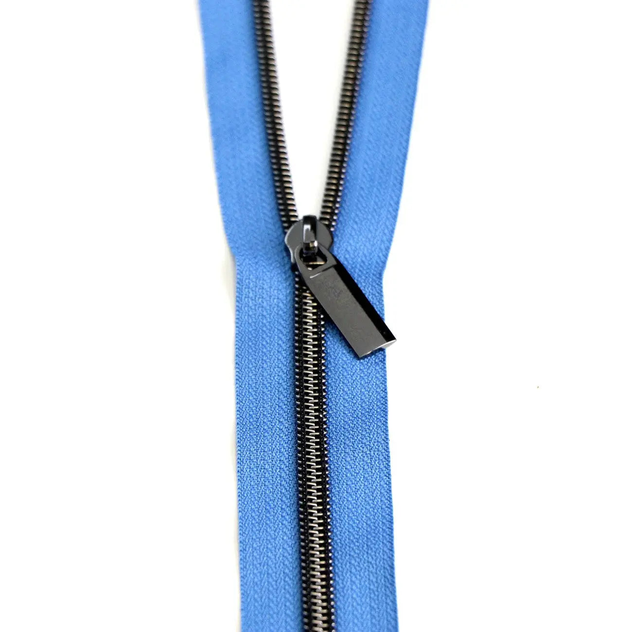 Blue Jean #5 Nylon Gunmetal Coil Zippers: 3 Yards with 9 Pulls