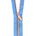 Blue Jean #5 Nylon Rose Gold Coil Zippers: 3 Yards with 9 Pulls