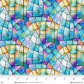 Blue/Multi Kaleidoscope Stained Glass Cotton Wideback Fabric Per Yard