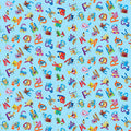 Blue My Silly Monster ABCs Silly Monster's Silhouette Cotton 43"/44" Fabric Per Yard
