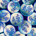 Blue Navy Bluebonnet Vignettes Cotton 44"/45" Fabric Per Yard