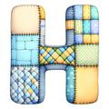 Blue Patchwork Alphabet Fabric Panel 16