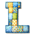 Blue Patchwork Alphabet Fabric Panel 20