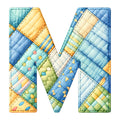 Blue Patchwork Alphabet Fabric Panel 21