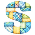 Blue Patchwork Alphabet Fabric Panel 27