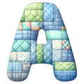 Blue Patchwork Alphabet Fabric Panel 34
