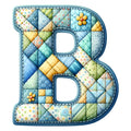 Blue Patchwork Alphabet Fabric Panel 35