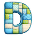 Blue Patchwork Alphabet Fabric Panel 37