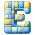 Blue Patchwork Alphabet Fabric Panel 38
