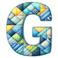 Blue Patchwork Alphabet Fabric Panel 40