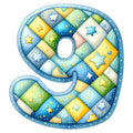 Blue Patchwork Alphabet Fabric Panel 51