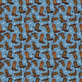 Blue Southwest Minis Boots 44/45" Cotton Fabric Per Yard