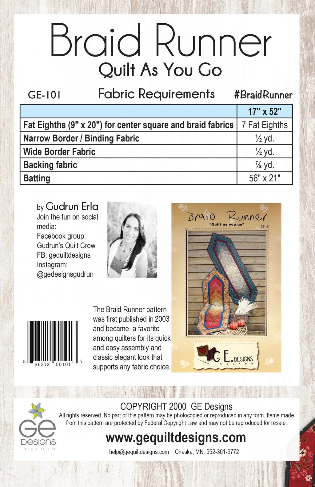 Braid Runner Table Runner Pattern 101
