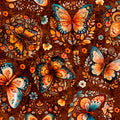 Burnt Umber Butterflies Harvest Hollow 44"/45" Cotton Fabric per yard