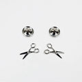 Button & Scissors Earring Set of 2 Silver