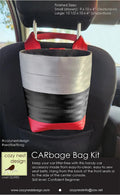 CARbage Seat Belt Vehicle Large Litter Bag in Silver Black & Red