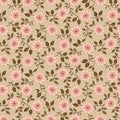Caramel/Pink Bachelor Buttons Lost Gardens of Heligan Cotton 43"/44" Fabric Per Yard