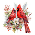 Cardinals on Flowers Fabric Panel 10