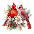 Cardinals on Flowers Fabric Panel 12