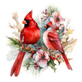 Cardinals on Flowers Fabric Panel 2