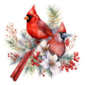 Cardinals on Flowers Fabric Panel 4