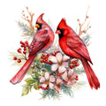 Cardinals on Flowers Fabric Panel 7