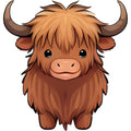 Cartoon Highland Cows Fabric Panel 1