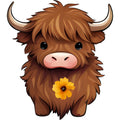 Cartoon Highland Cows Fabric Panel 13
