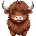 Cartoon Highland Cows Fabric Panel 15