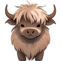 Cartoon Highland Cows Fabric Panel 3