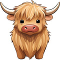 Cartoon Highland Cows Fabric Panel 9