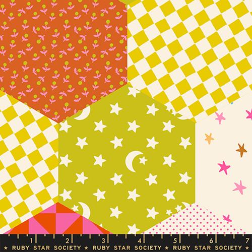 Catnap Thistle Multi Pink Hexagon Cotton Wideback Fabric Per Yard