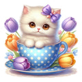 Cats in Tea Cups Fabric Panel 15