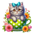 Cats in Tea Cups Fabric Panel 19