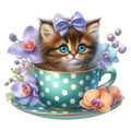 Cats in Tea Cups Fabric Panel 3