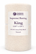 Choice Supreme Batting - 80/20 Cotton/Poly Blend - King (120" x 120") The Fabric Company