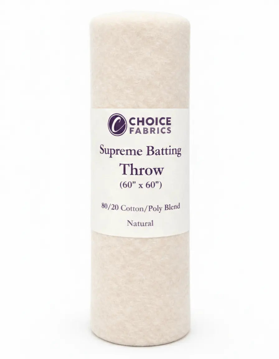 Choice Supreme Batting - 80/20 Cotton/Poly Blend - Throw (60" x 60") The Fabric Company
