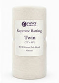 Choice Supreme Batting - 80/20 Cotton/Poly Blend - Twin (72" x 90") The Fabric Company