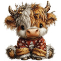 Christmas Highland Cow Fabric Panel 1