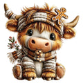 Christmas Highland Cow Fabric Panel 10