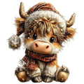 Christmas Highland Cow Fabric Panel 15