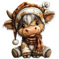 Christmas Highland Cow Fabric Panel 17