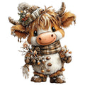 Christmas Highland Cow Fabric Panel 24