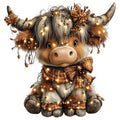 Christmas Highland Cow Fabric Panel 27