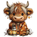 Christmas Highland Cow Fabric Panel 30