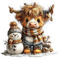 Christmas Highland Cow Fabric Panel 37