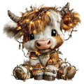 Christmas Highland Cow Fabric Panel 38