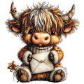Christmas Highland Cow Fabric Panel 4